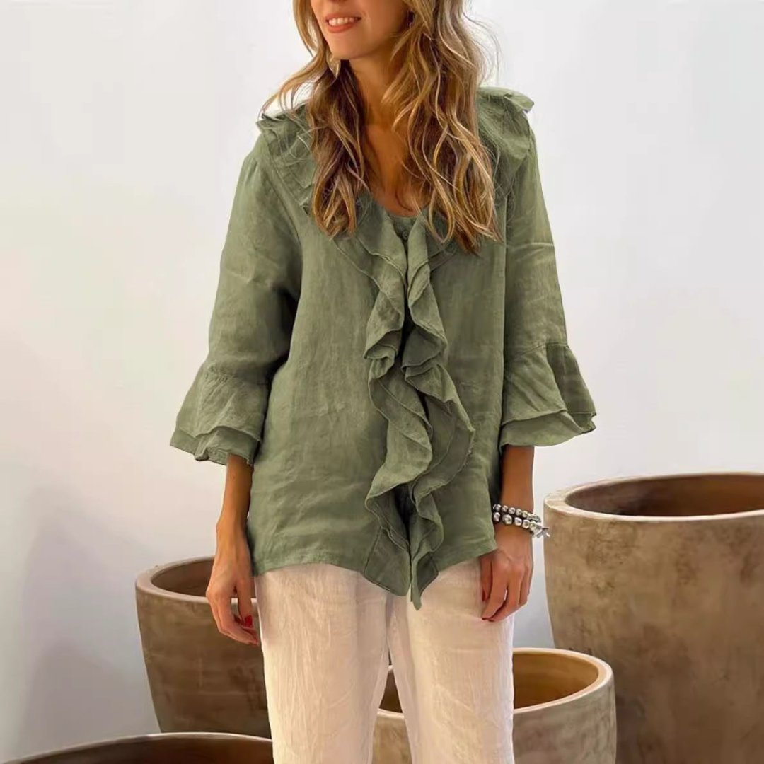 Ruth | Ruffled 3/4 Sleeve Top