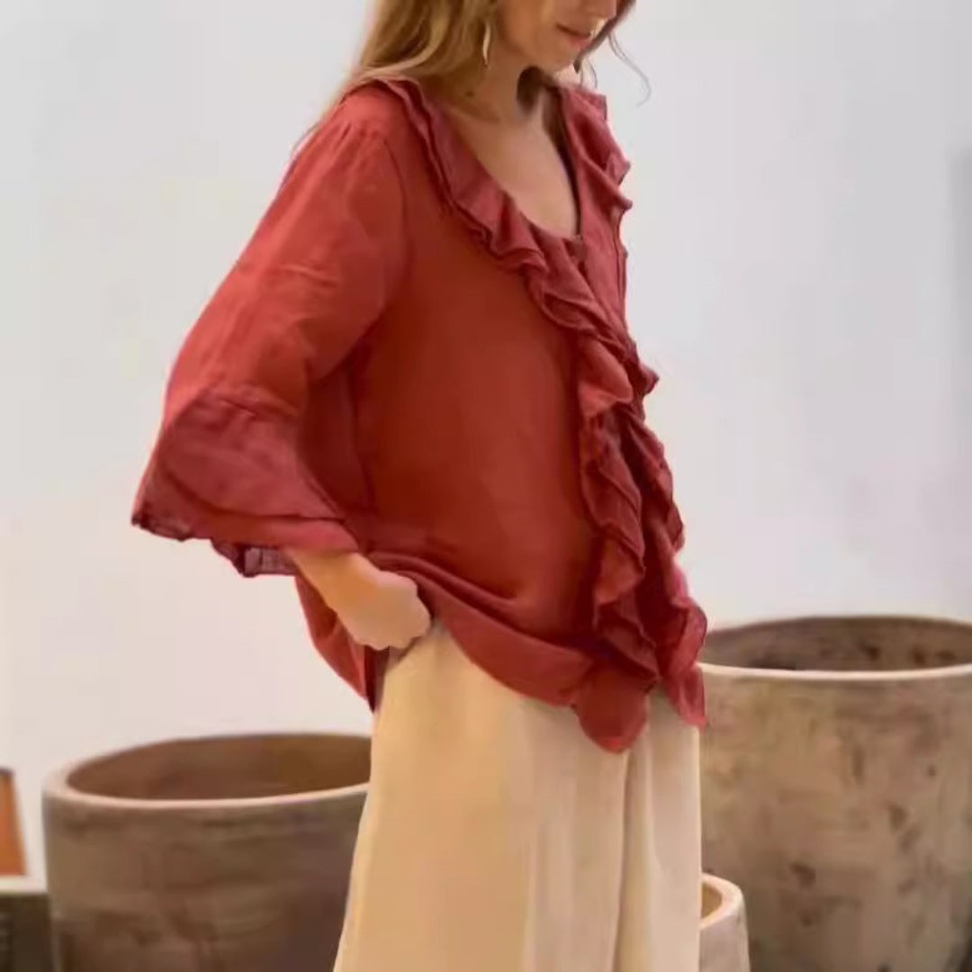 Ruth | Ruffled 3/4 Sleeve Top