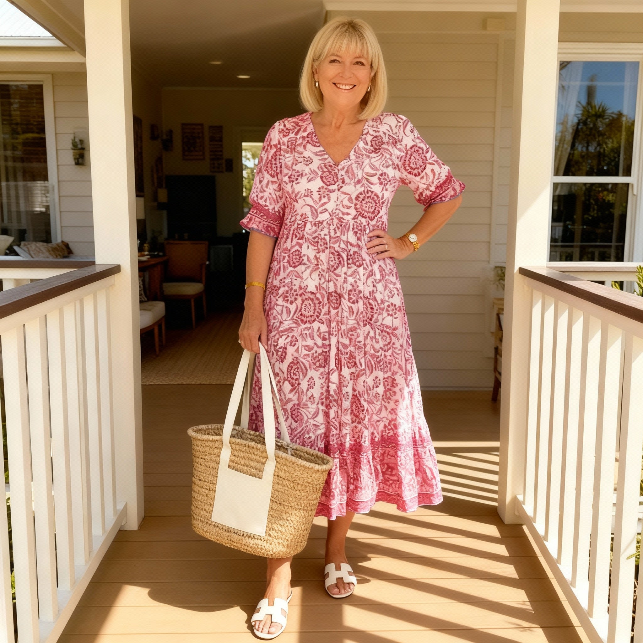 Amara | Elegant Floral Dress with V-Neck