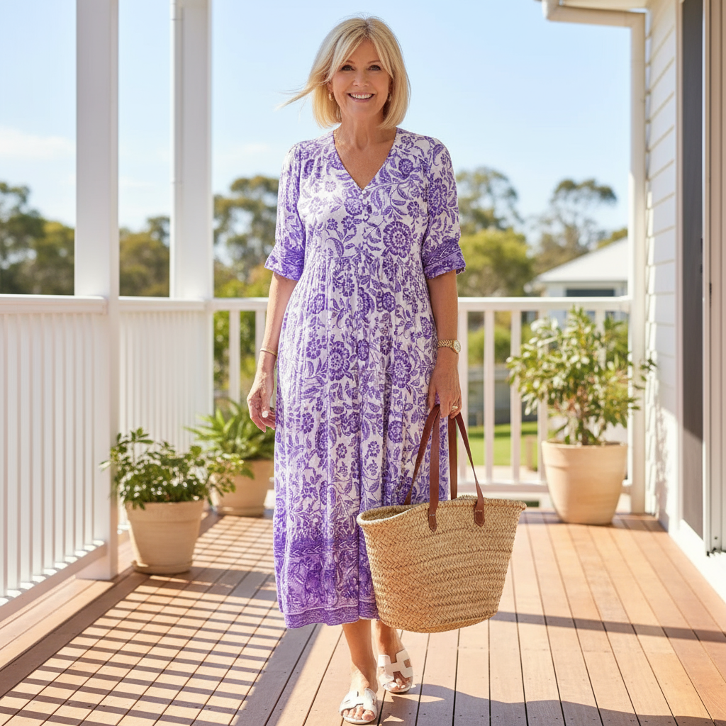 Amara | Elegant Floral Dress with V-Neck