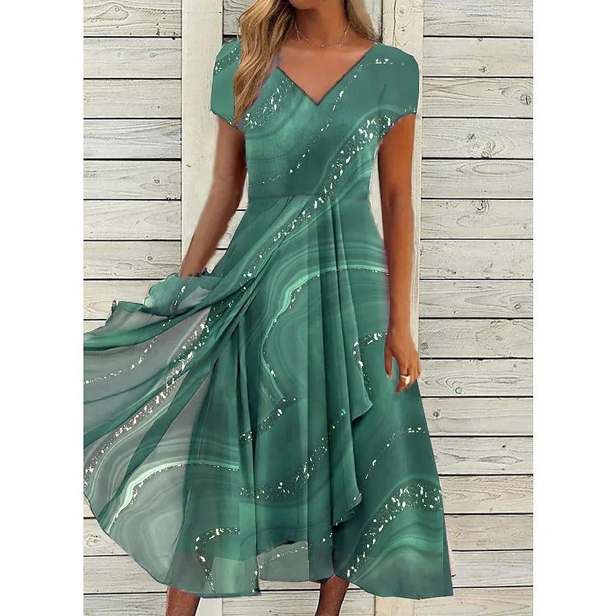 Isla | Elegant V-neck Midi Dress